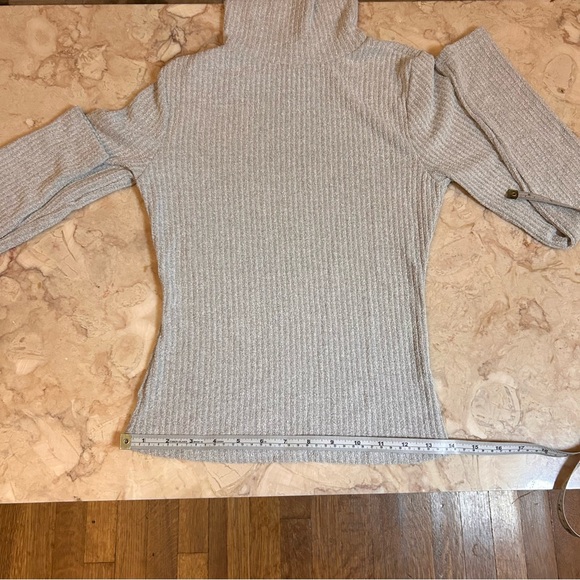 Lulus Gray Ribbed Long Sleeve Turtleneck Top Small - Picture 7 of 8